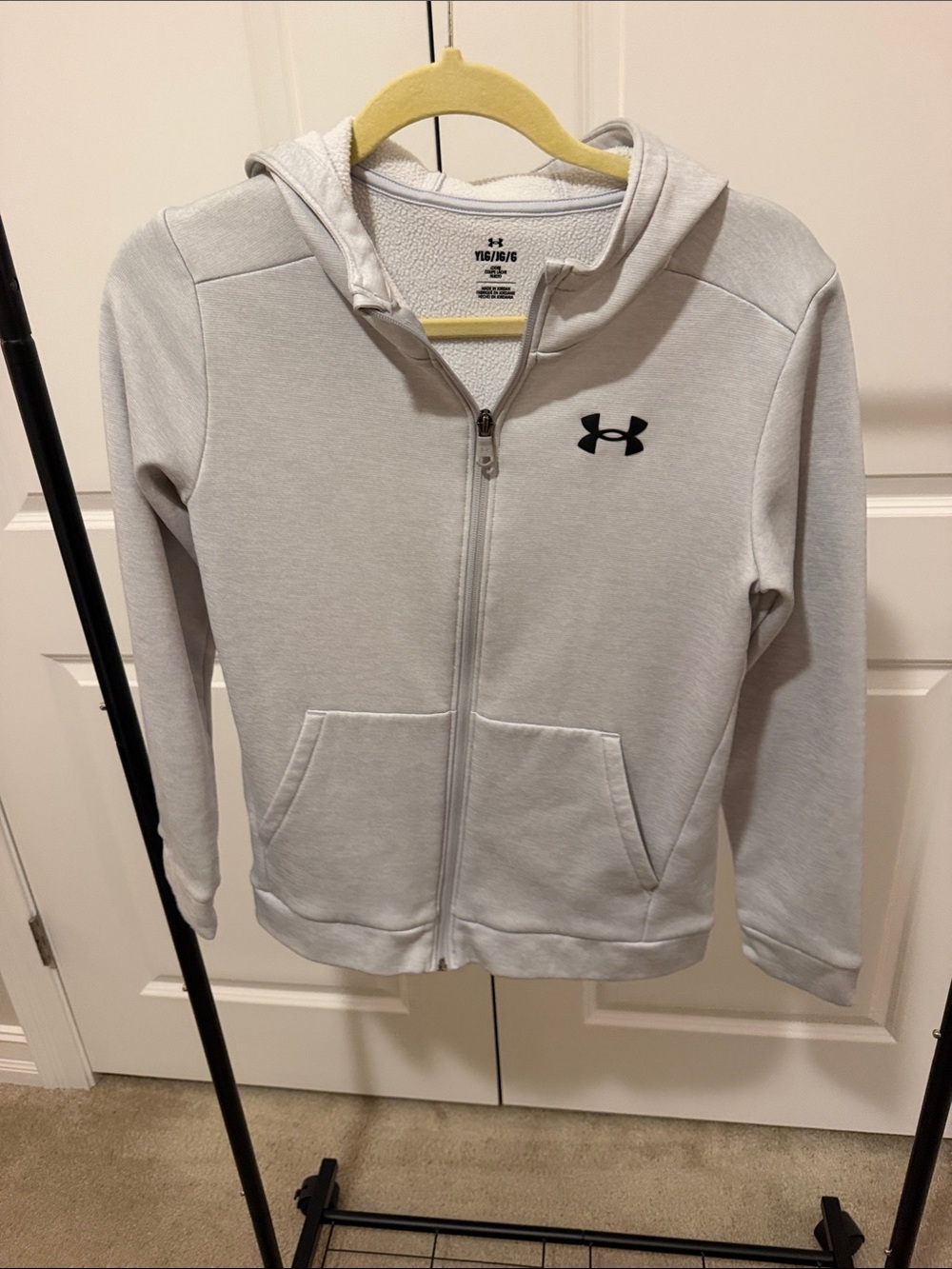Under Armour Kids Light Gray Full-Zip Hooded Sweatshirt Youth L